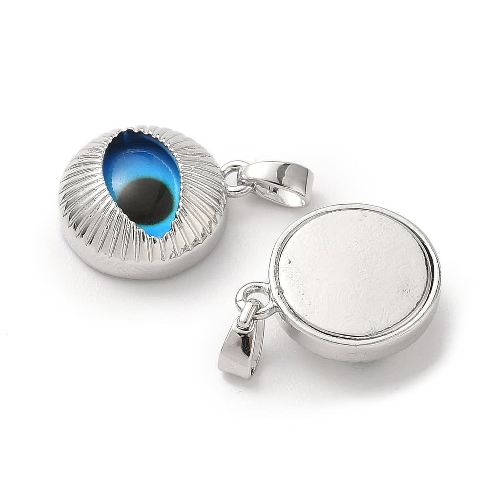Dije colgante ojo turco baño platino 16 mm / unidad2