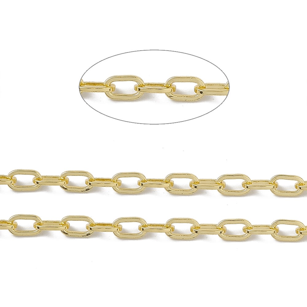 Cadena eslabón clip rectangular baño de oro / metro3