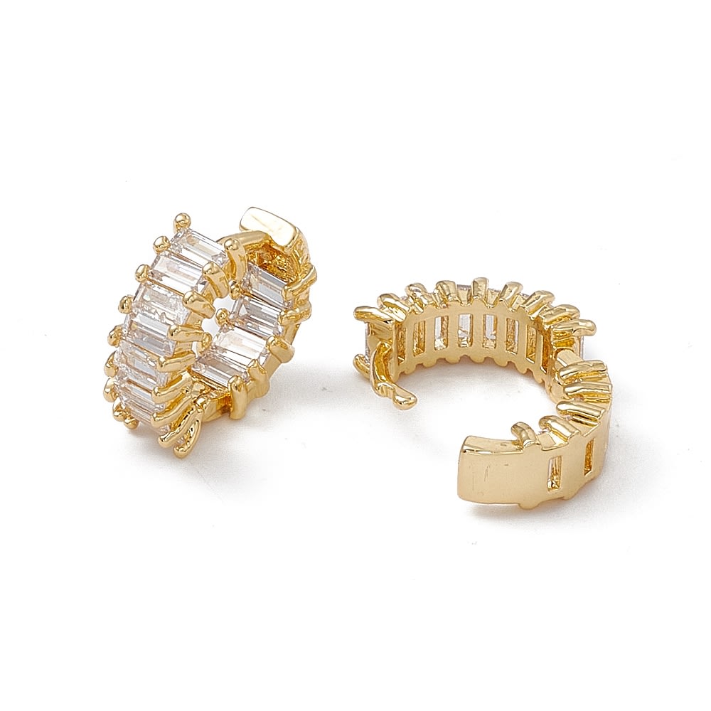 Aros argollas aretes huggie zircón grande 16 mm baño oro con bisagra / par2