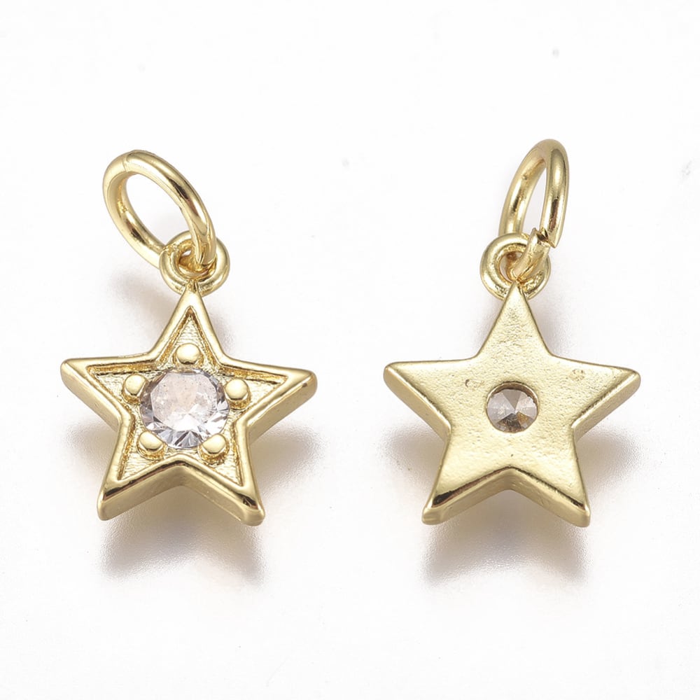 Dije colgante estrella feliz star zircón baño de oro / unidad4