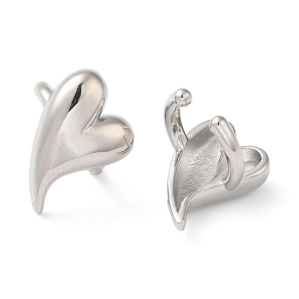 Ear cuff aros solitarios corazón inflado chunky baño oro / unidad2