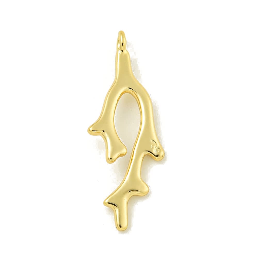 Dije colgante forma coral mar 33.5 mm baño de oro / unidad1