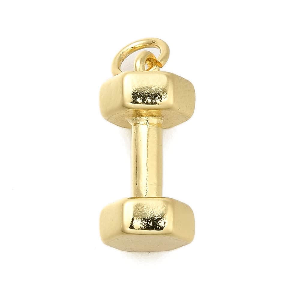 Dije colgante mancuerna pesa gym 16 mm baño oro / unidad2
