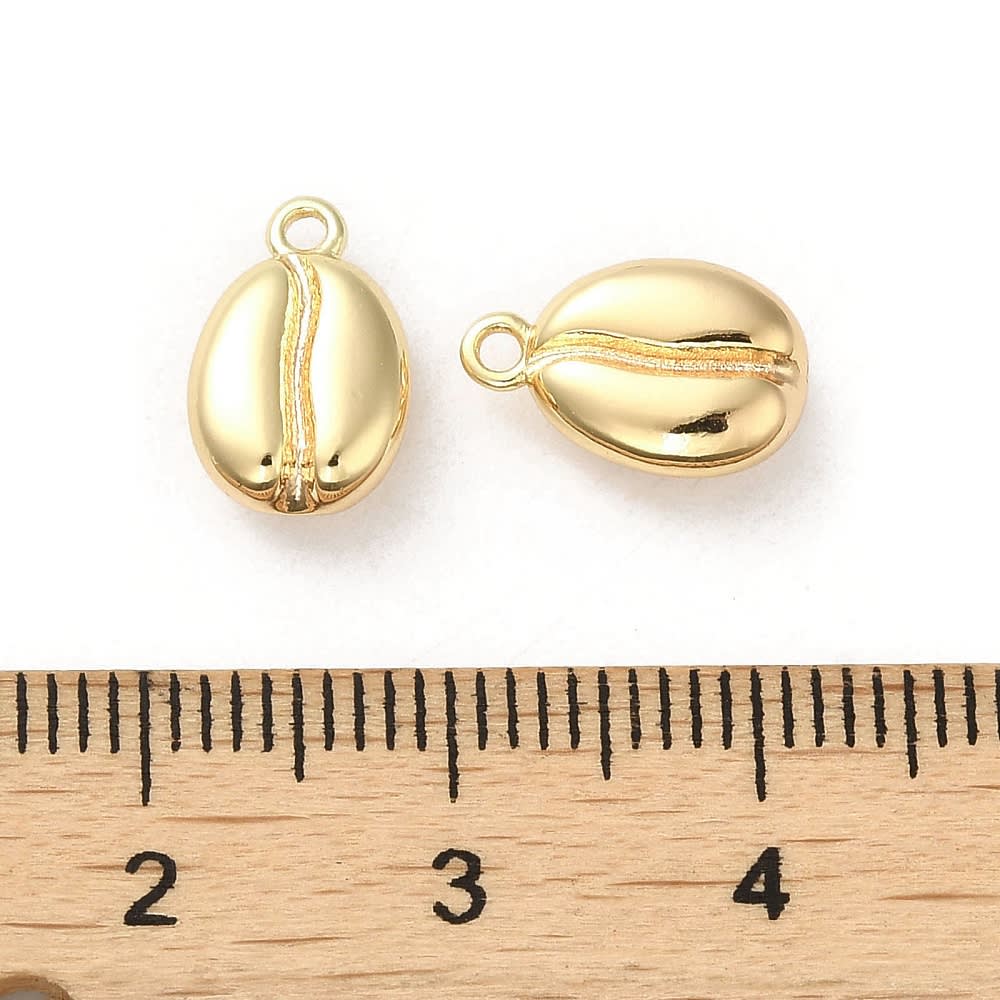 Dije colgante grano de café 11.5 mm baño oro / unidad3