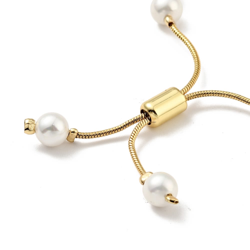 Pulsera ajustable de perlas 6 mm y baño de oro / unidad5