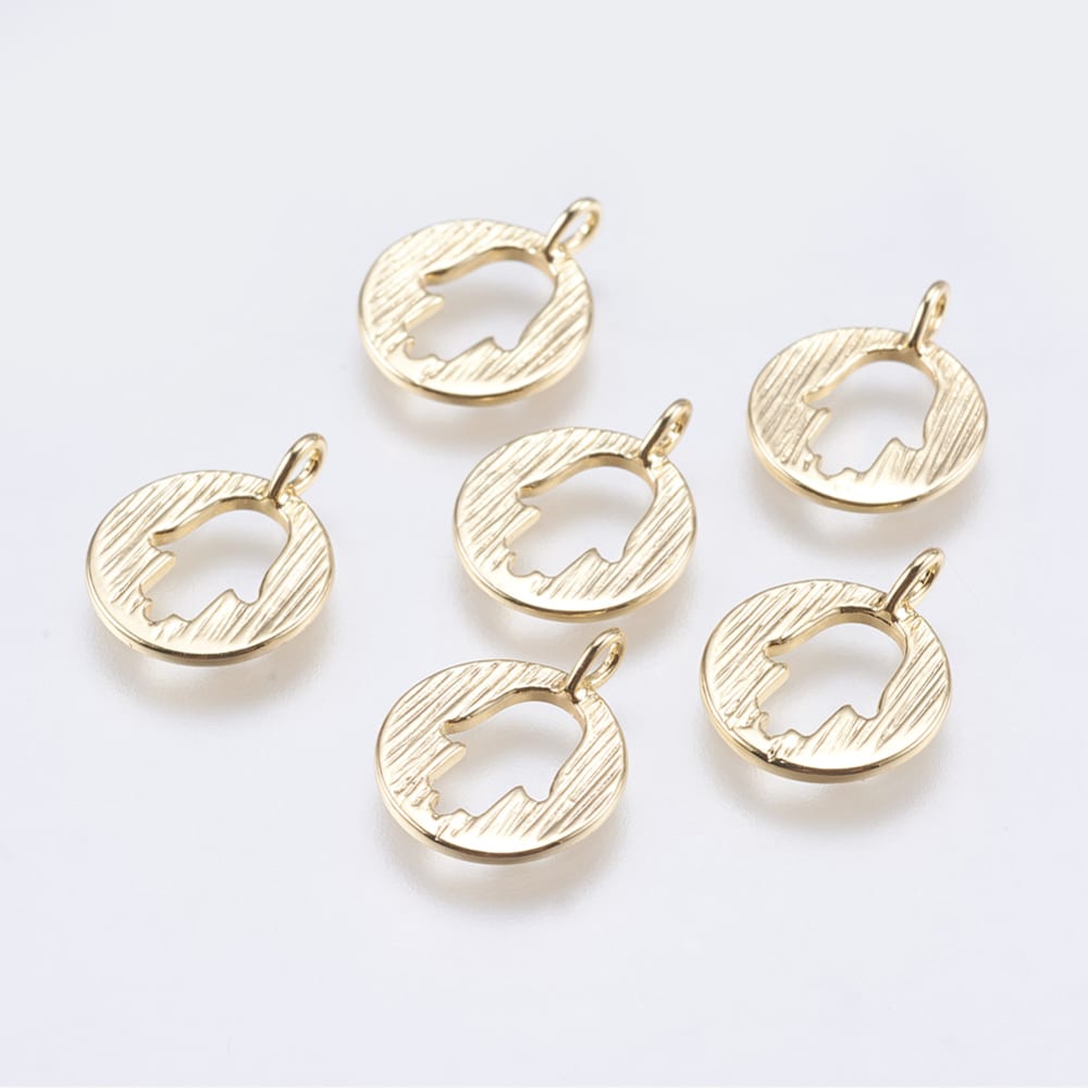 Dije colgante círculo hamsa 13 mm baño de oro / unidad2