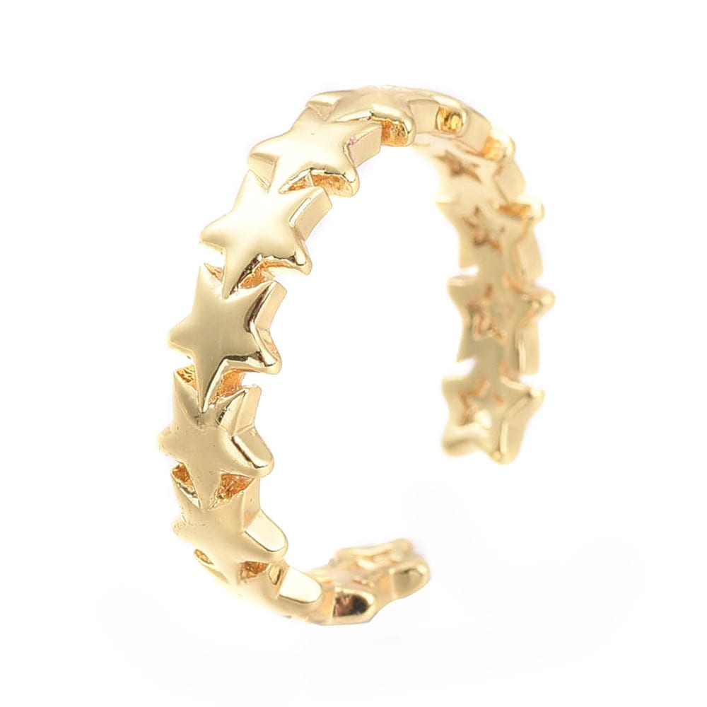 Anillo ajustable estrellas baño de oro / unidad2