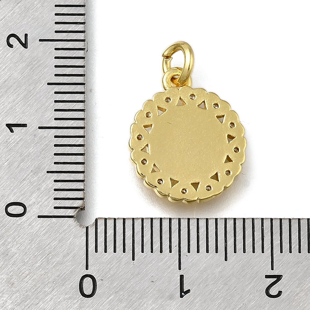 Dije colgante virgen guadalupe corazón zircón 15 mm baño oro / unidad3