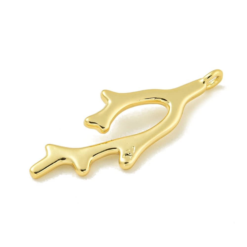 Dije colgante forma coral mar 33.5 mm baño de oro / unidad2