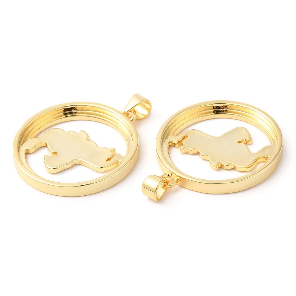 Dije colgante mapa Venezuela 28.5 mm baño de oro / unidad3