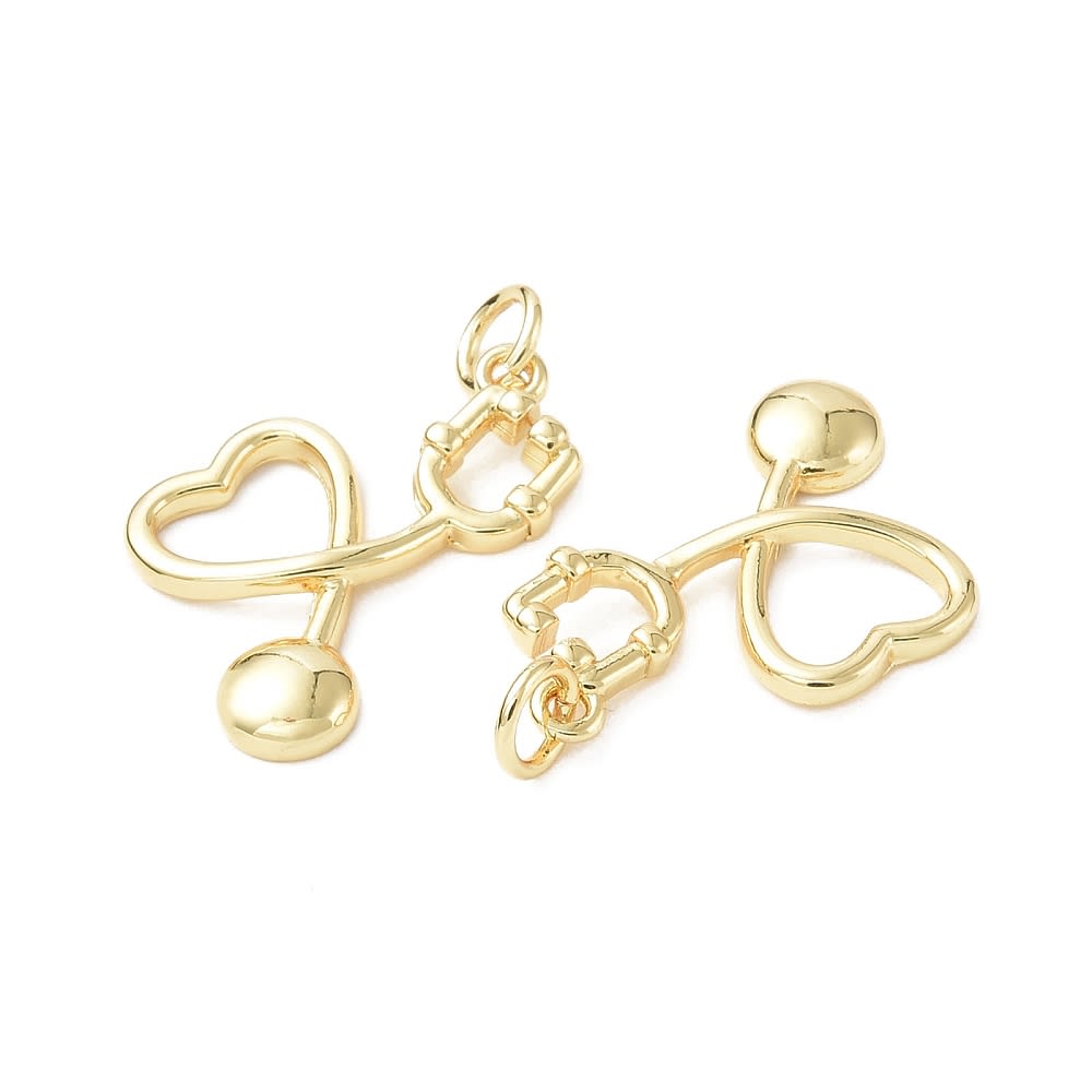 Dije colgante estetoscopio médico 20 mm baño de oro / unidad3