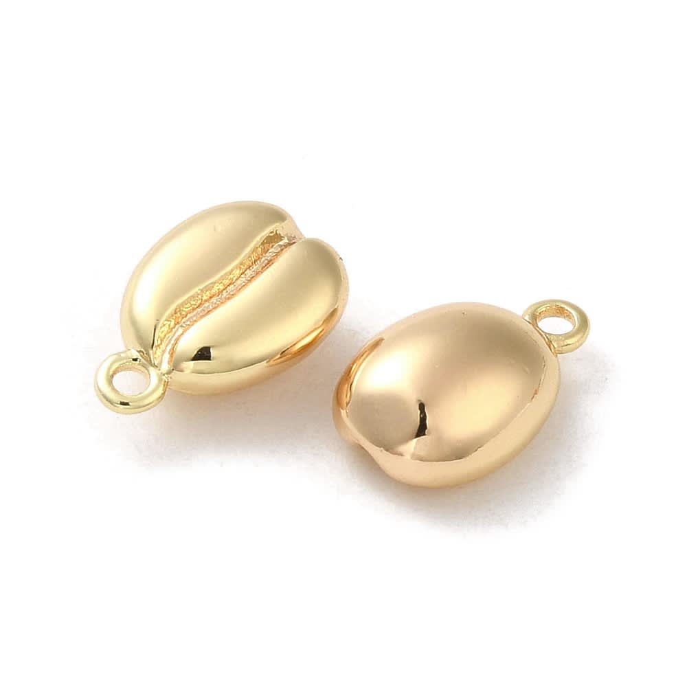 Dije colgante grano de café 11.5 mm baño oro / unidad2