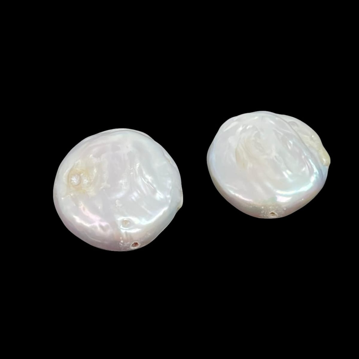 Cuenta abalorios perla natural plana redonda 20 mm keshi / unidad2