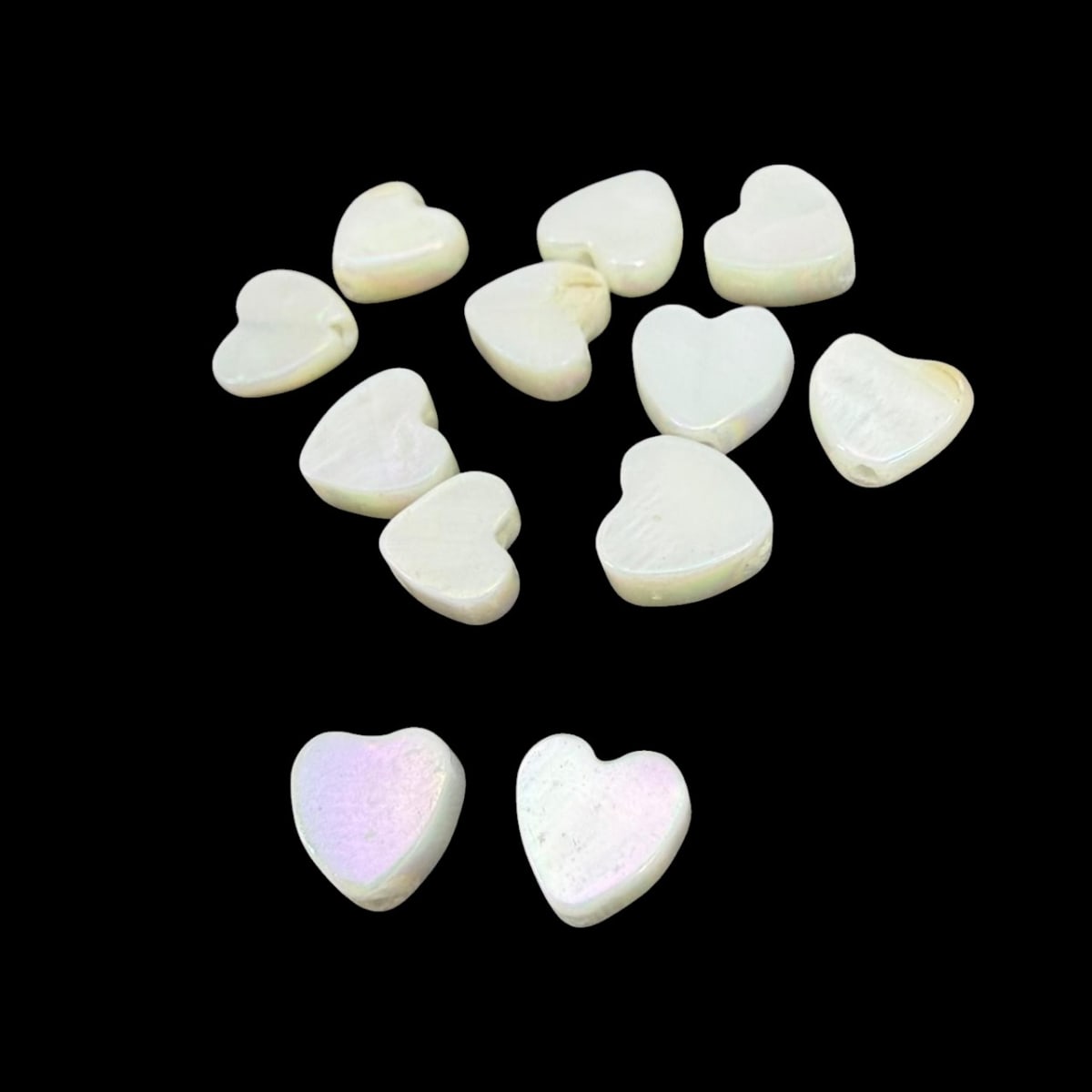 Abalorios cuentas corazón nácar tornasol / 12 unds2