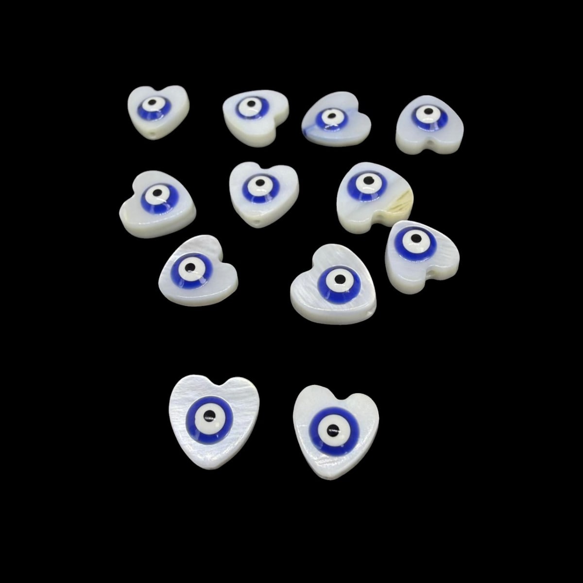Abalorios cuentas corazón nácar ojo turco / 12 unds8