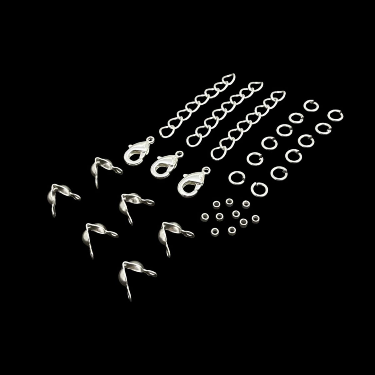 Pack terminales grapas broches tapa nudos argolla baño de plata1