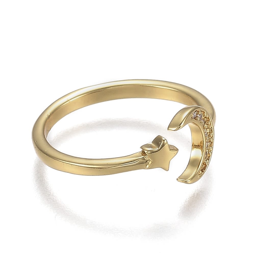 Anillo ajustable luna estrella baño de oro / unidad2