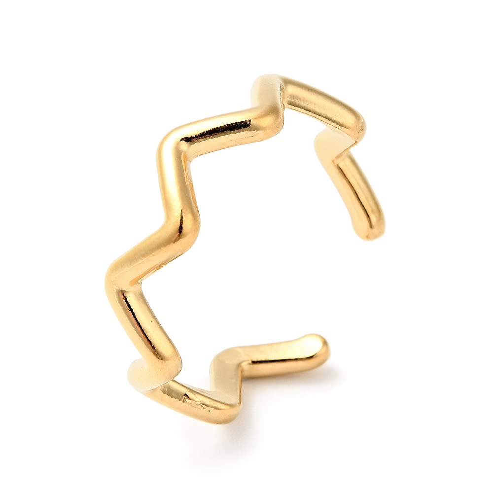 Anillo ajustable minimalista zig zag acero dorado plateado / unidad3