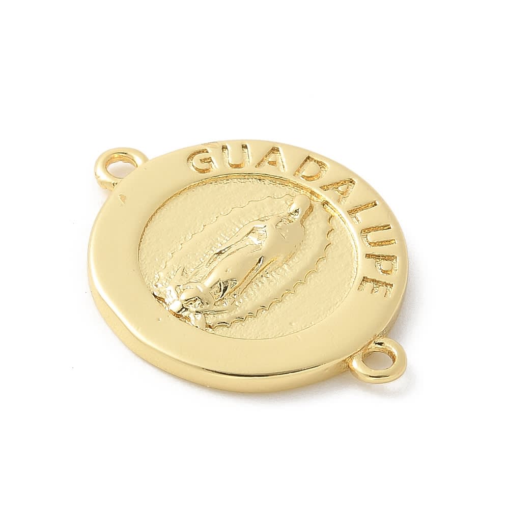 Dije conector virgen guadalupe 22 mm baño oro / unidad3