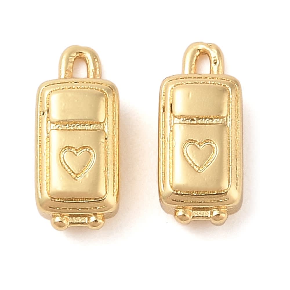 Dije colgante maleta viaje corazón 14 mm baño de oro / unidad2