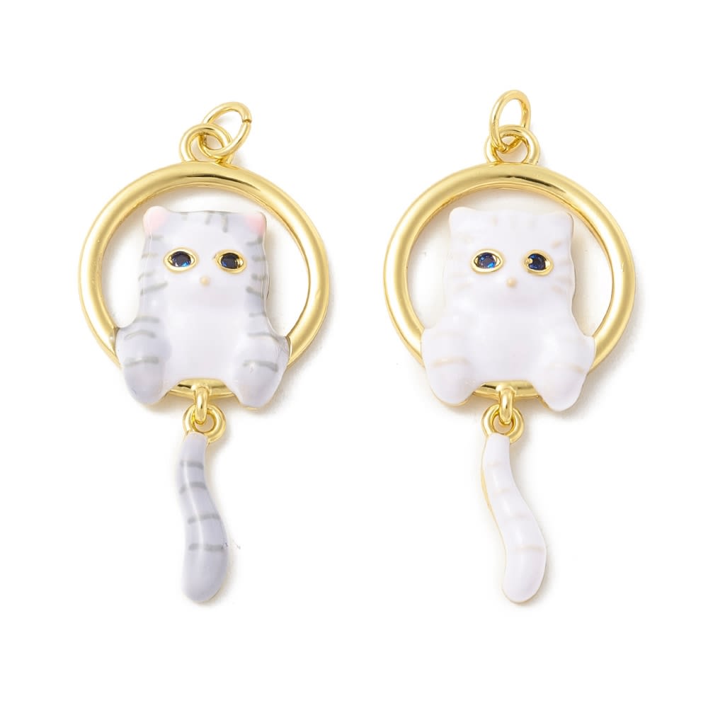 Dije colgante esmaltado felino gato baño oro / unidad1