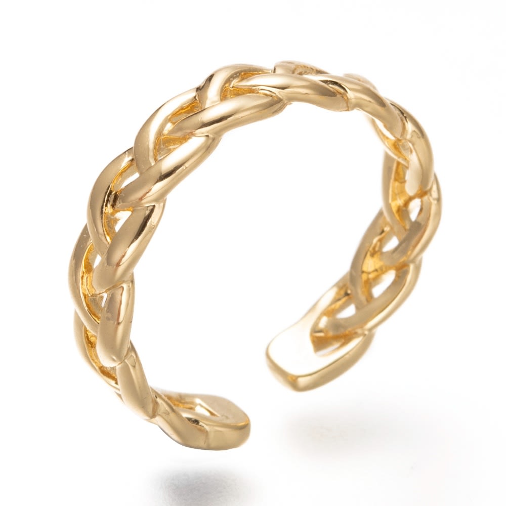 Anillo ajustable trenzado entrelazado baño de oro / unidad1