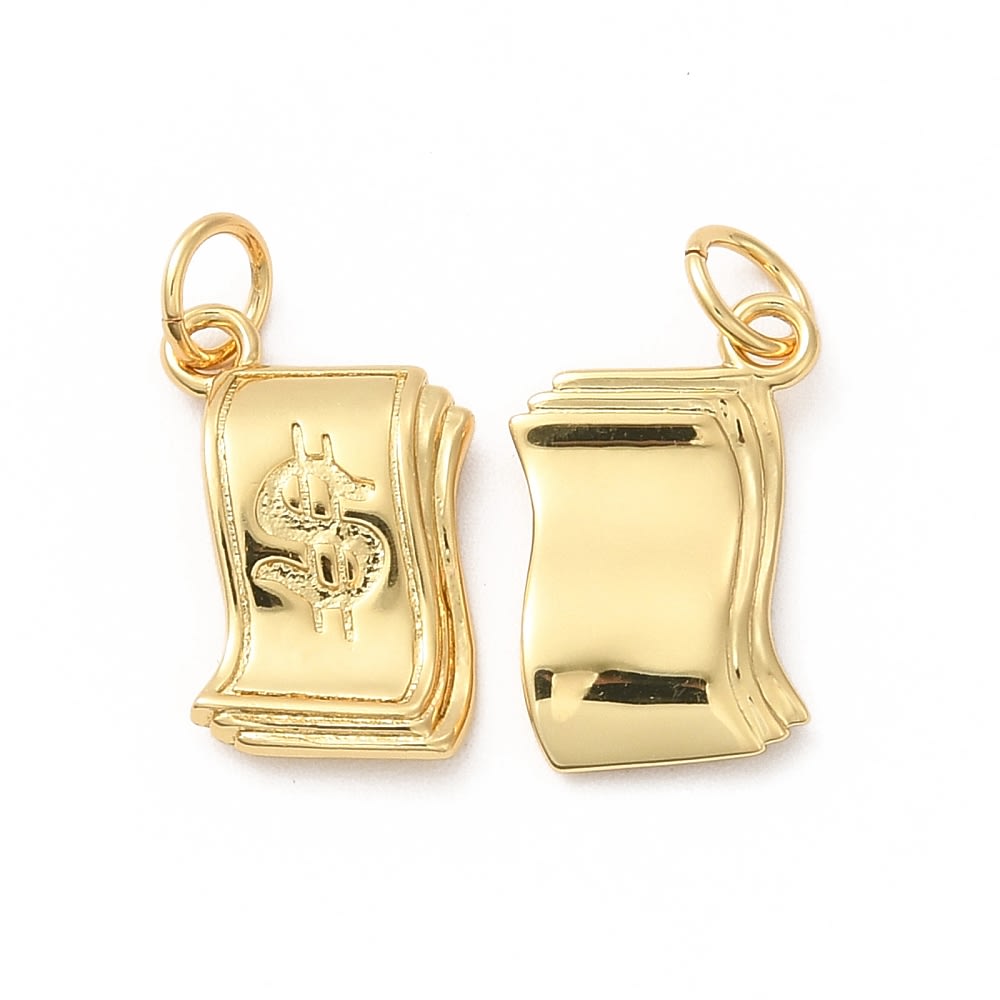 Dije colgante billetes simbolo dinero 15x9 mm baño de oro / unidad2