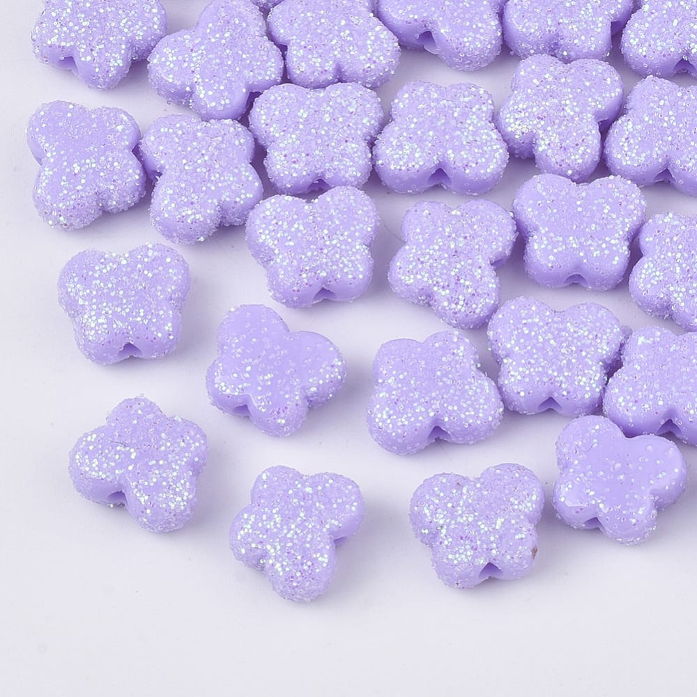 Cuentas plásticas con brillantina corazón estrella esfera / 24 uds4
