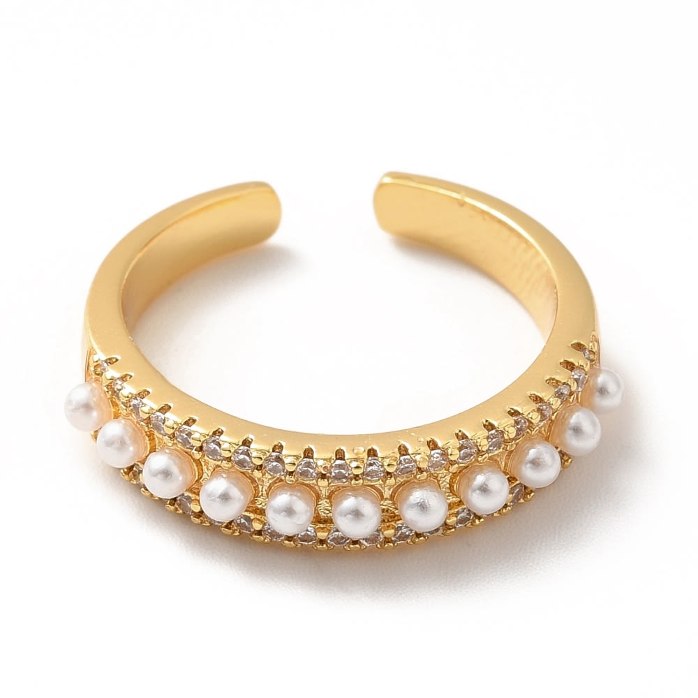 Anillo ajustable cinta de perlas baño de oro / unidad2