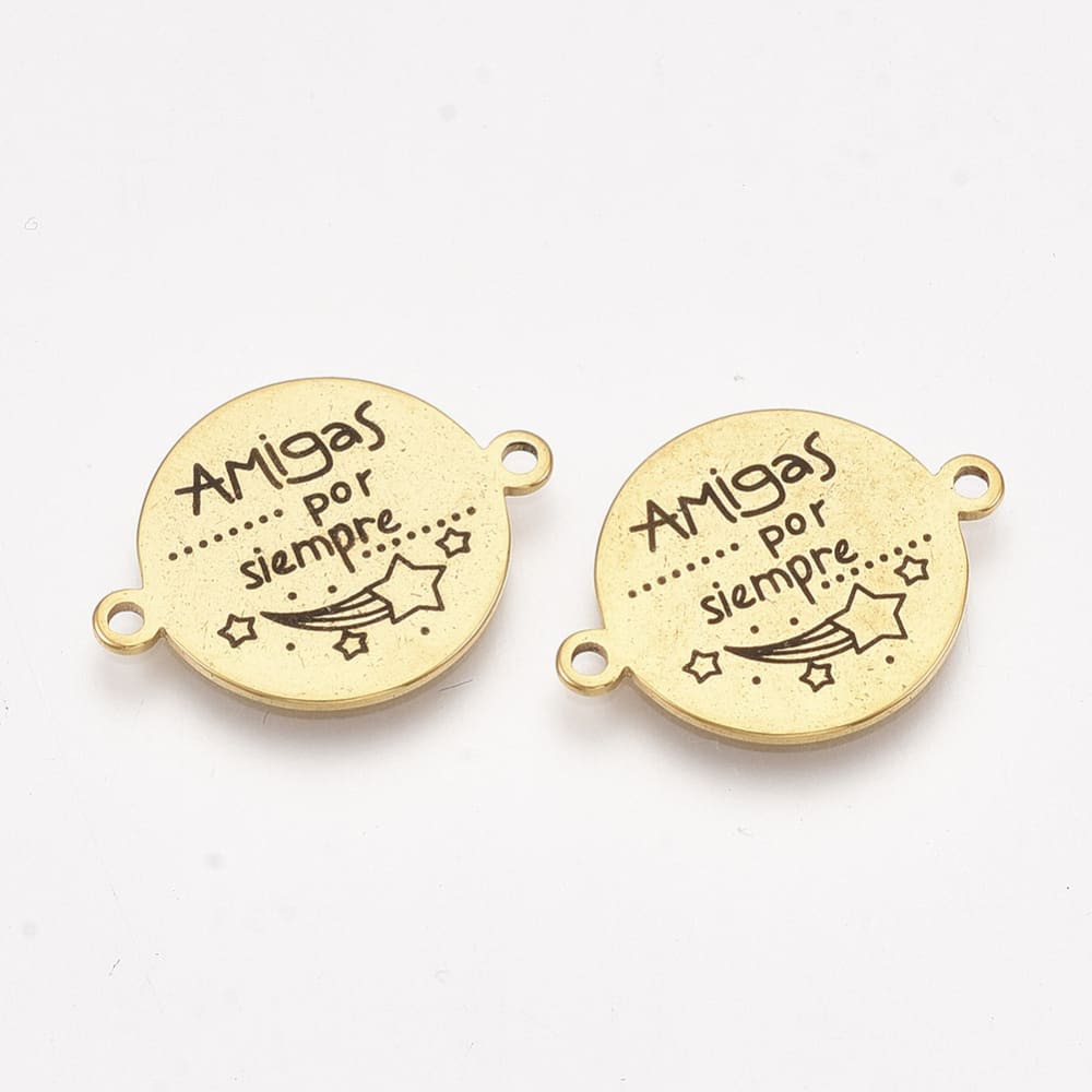 Dije conector mensaje amigas novios acero dorado plateado / unidad6