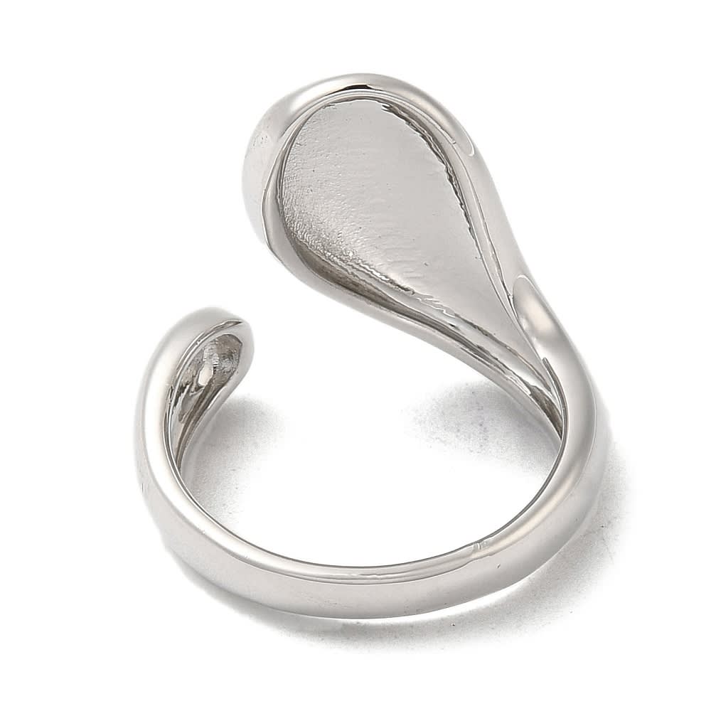 Anillo ajustable lágrima gota baño de oro platino / unidad4