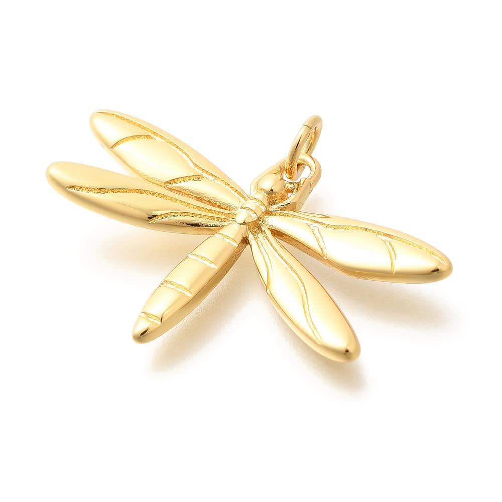 Dije colgante libélula 20 mm baño de oro / unidad2