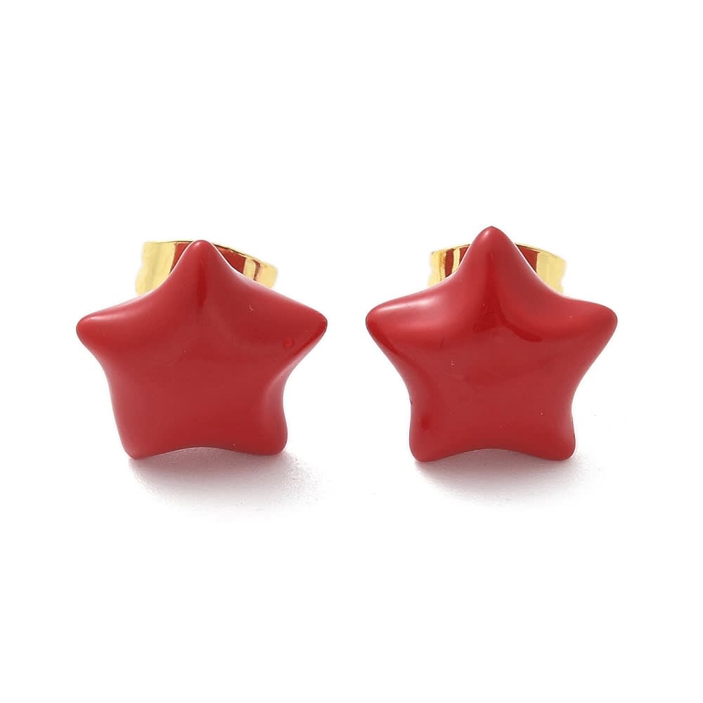 Aros topo topito segunda etapa estrella 12 mm baño oro esmaltado / par1