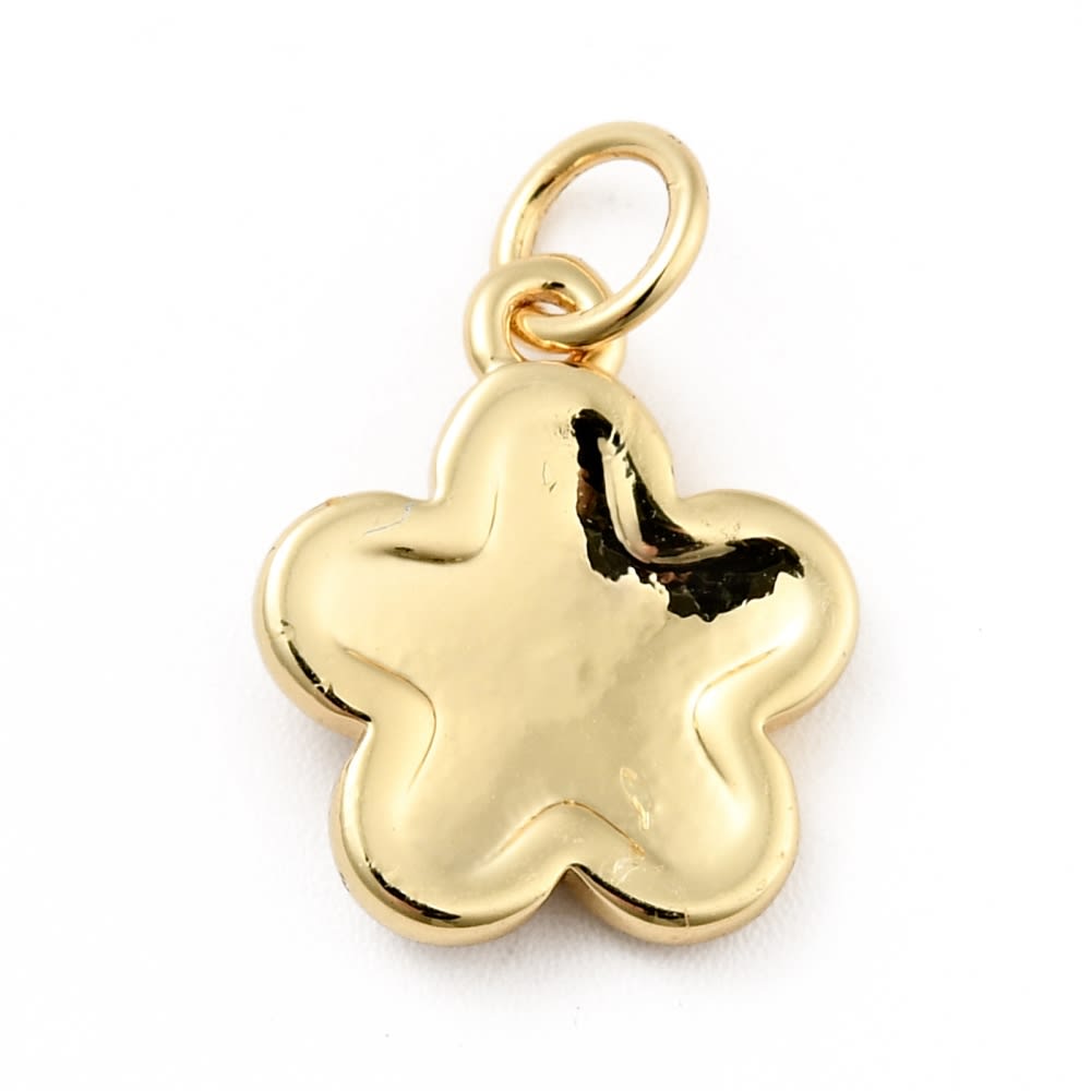 Dije colgante flor flores esmaltada 14.5 mm baño oro / unidad3