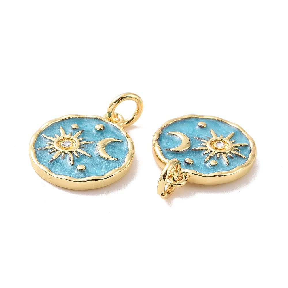 Dije colgante esmaltado cielo luna estrella sol baño oro / unidad3