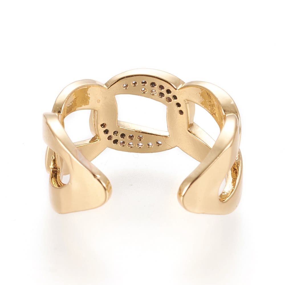 Anillo ajustable eslabones grande baño de oro / unidad2