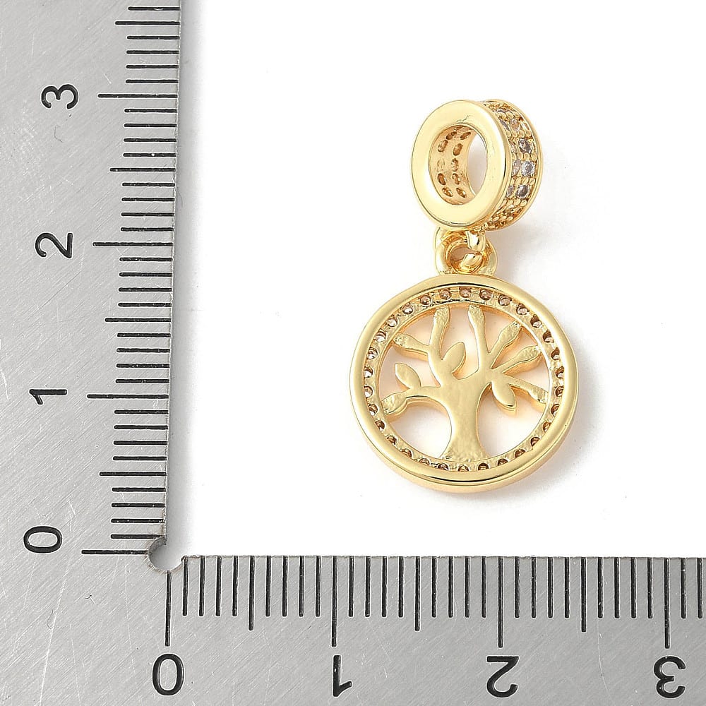 Colgante europeo charm árbol de la vida baño oro zircón / unidad3