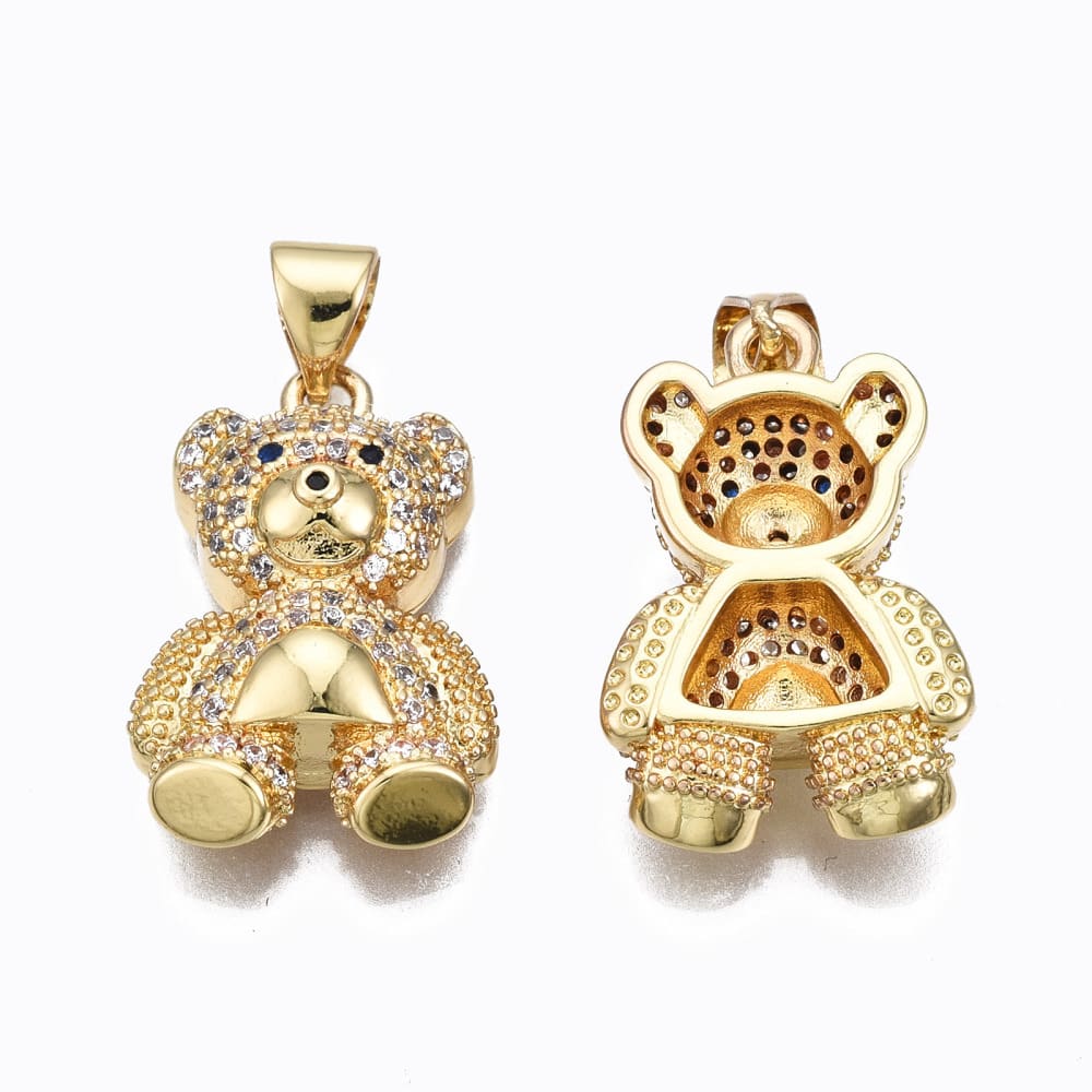 Dije colgante osito oso bear 20 mm baño oro zircón / unidad3