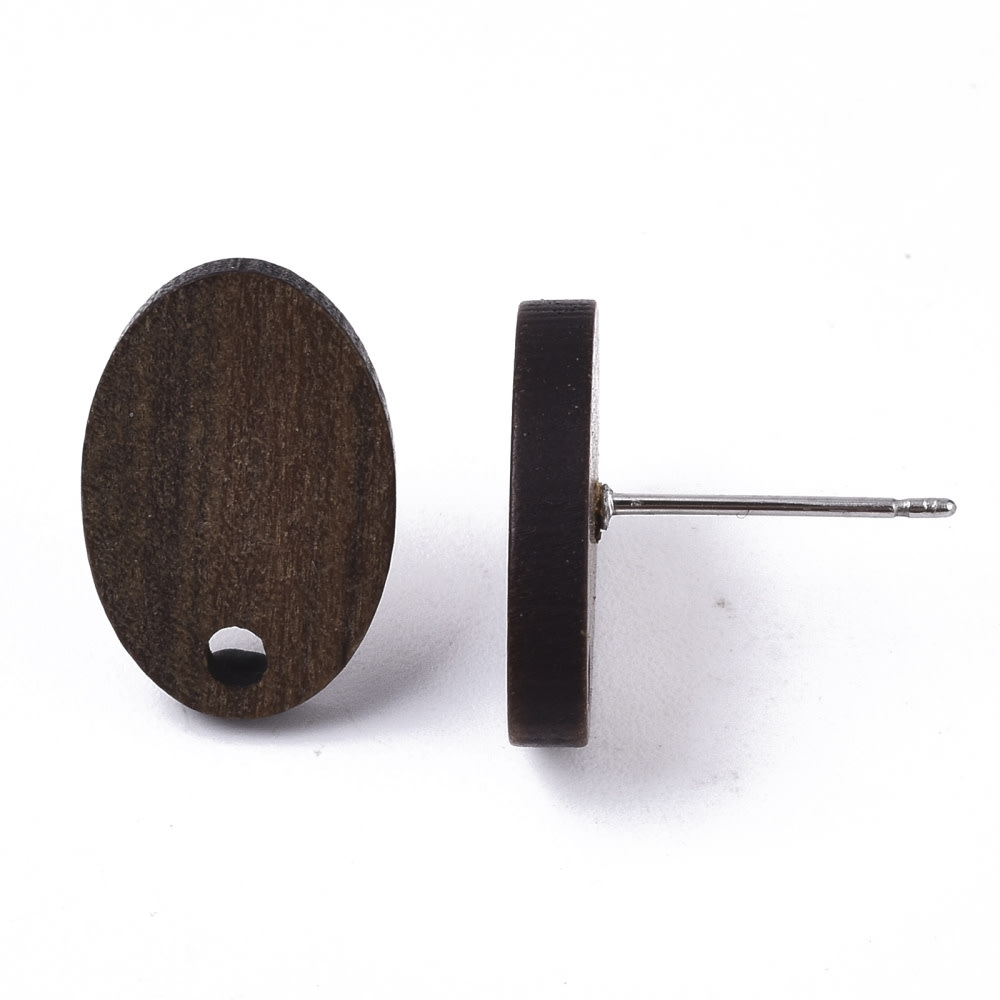Base de aros topito óvalo 15x10 mm madera de nogal / par3