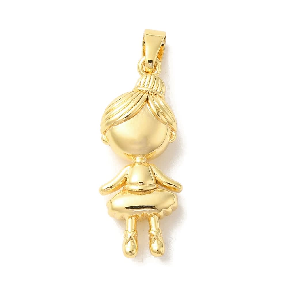 Dije colgante niña bailarina 23 mm baño de oro / unidad1