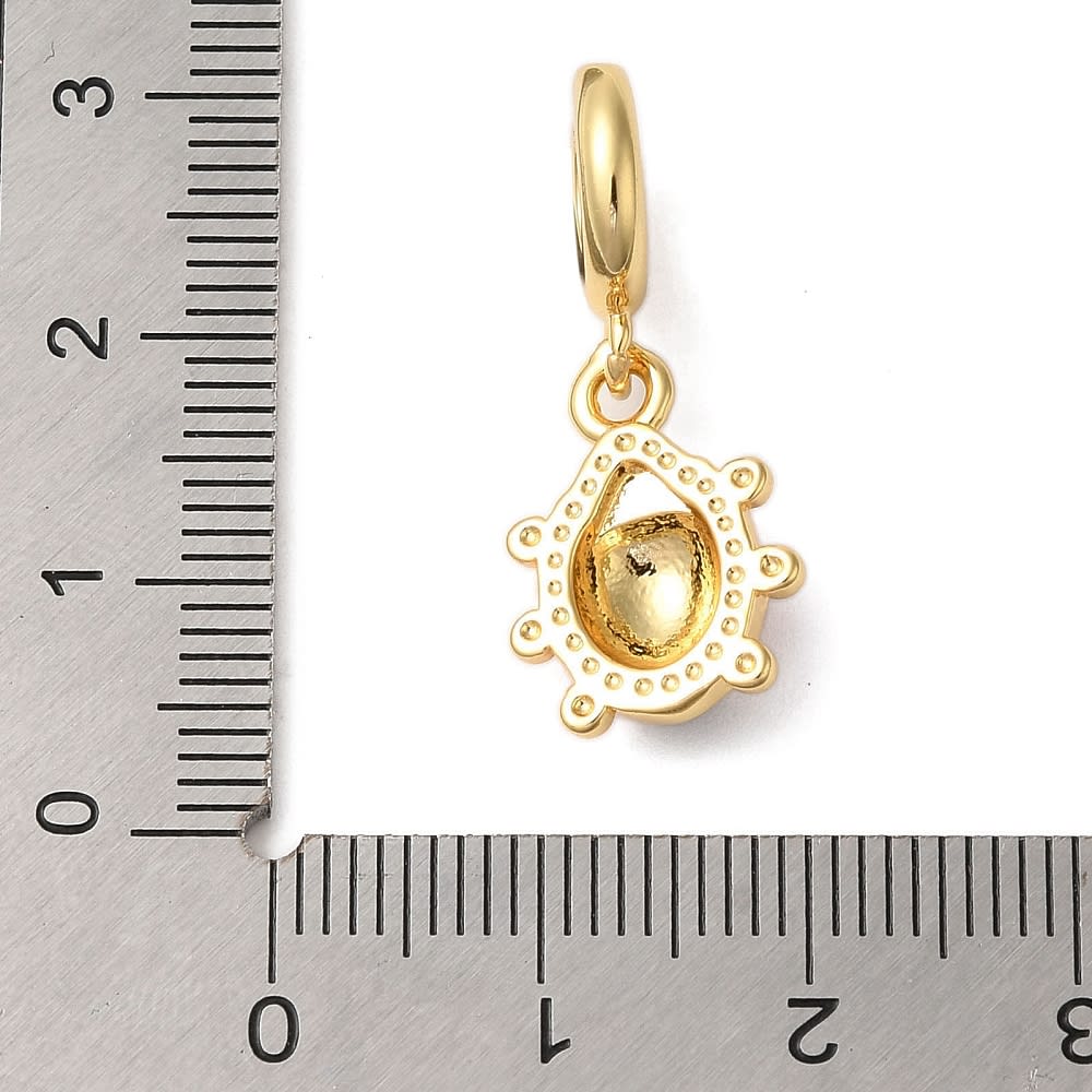 Colgante europeo charm mariquita chinita esmaltada baño de oro / unidad3