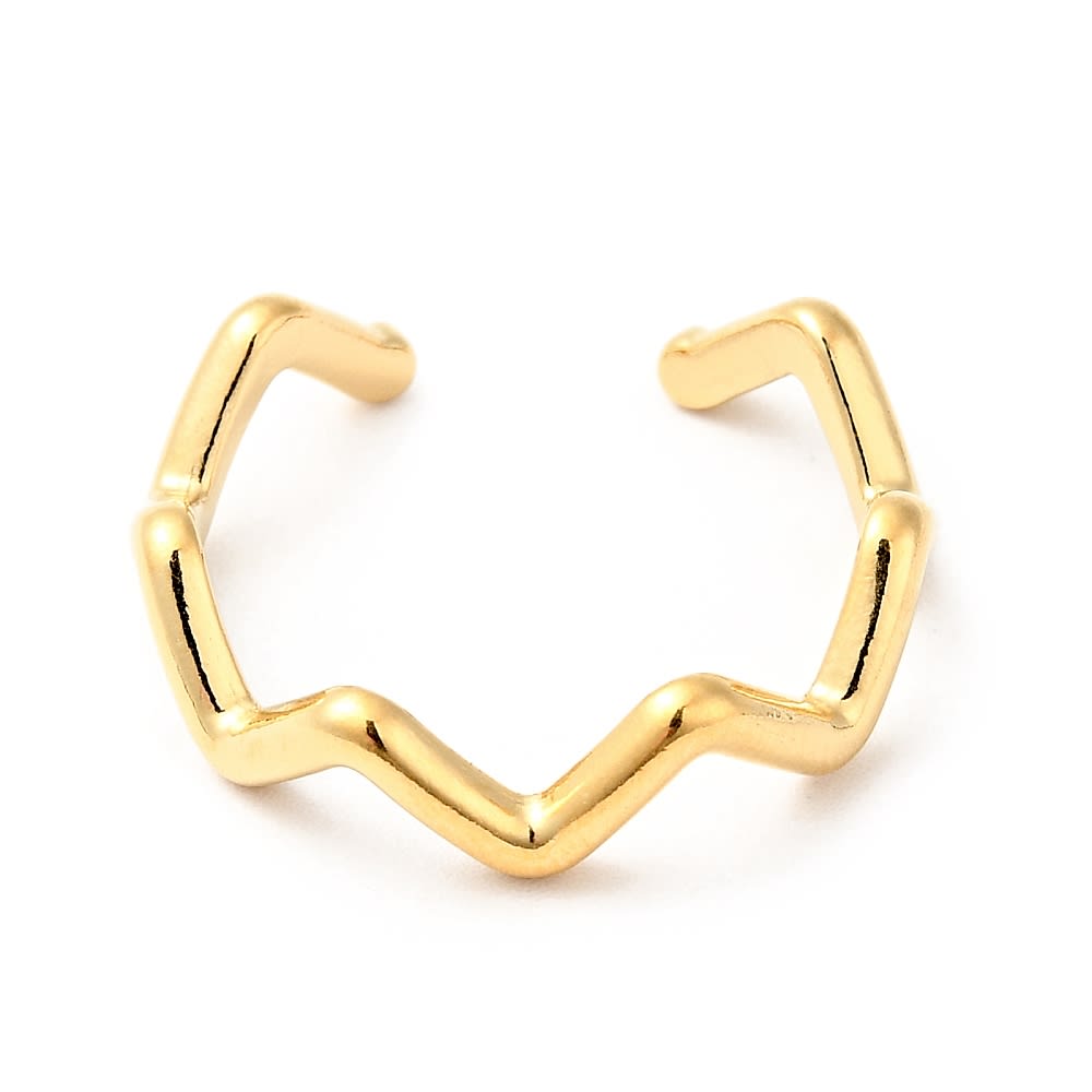 Anillo ajustable minimalista zig zag acero dorado plateado / unidad1