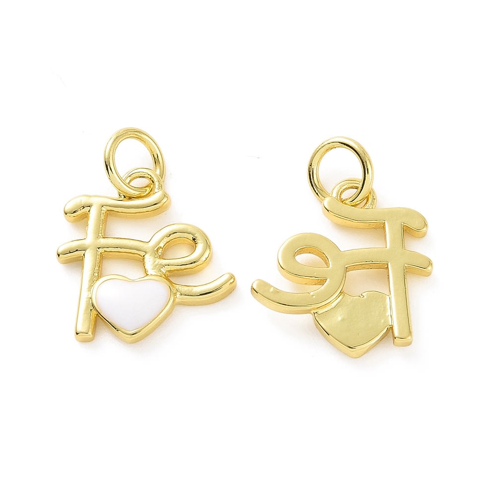 Dije colgante fe religioso corazón blanco esmaltado baño de oro / unidad2