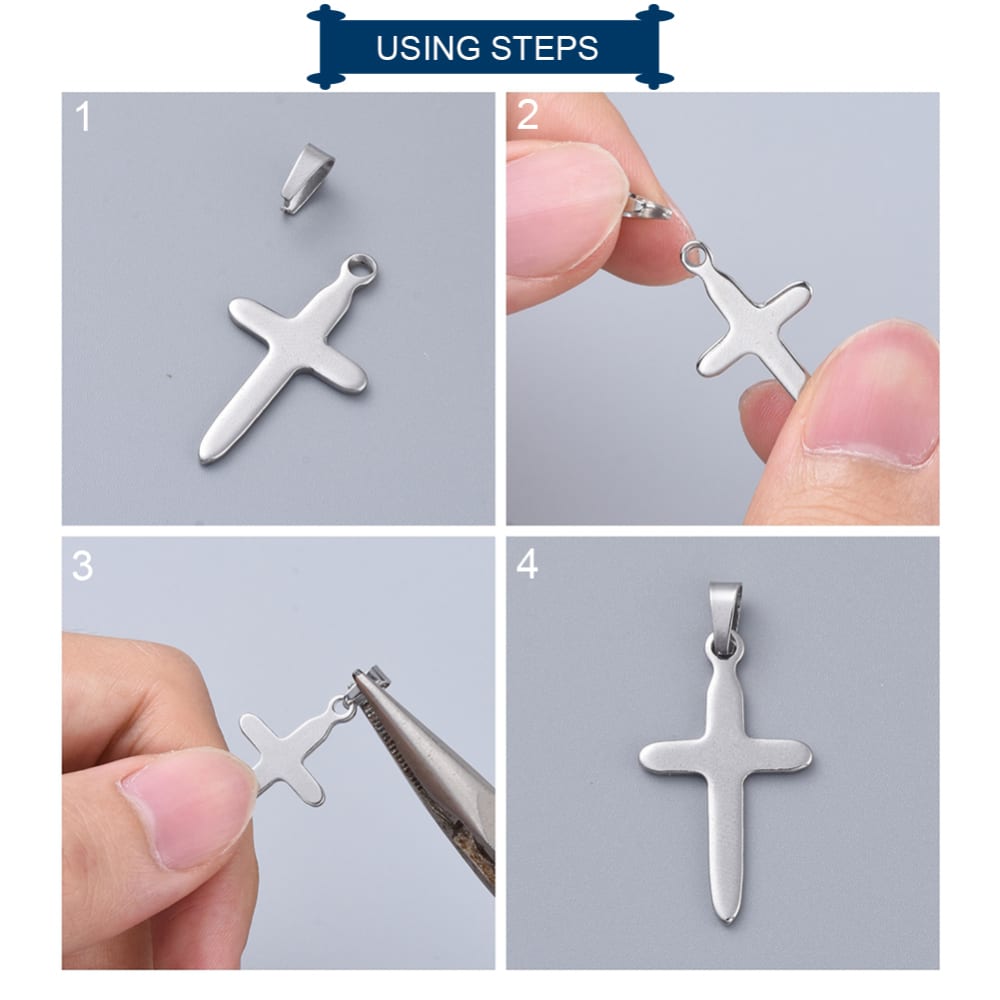 Porta dije Valier acero plateado / 10 uds4