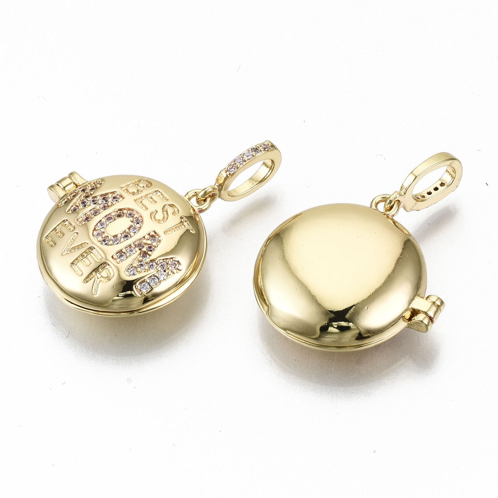 Relicario foto portafoto locket Mom Mamá Baño de Oro / unidad1