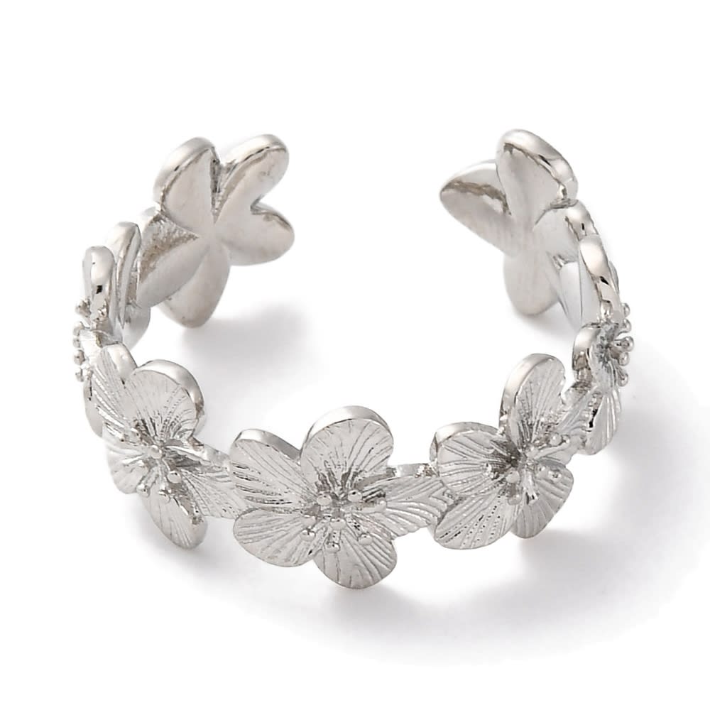 Anillo ajustable flores hawaianas baño de oro / unidad6