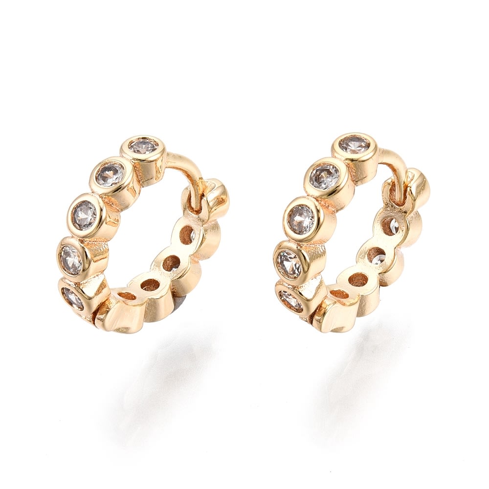 Aros argollas huggie puntos de luz 13 mm baño de oro / par1