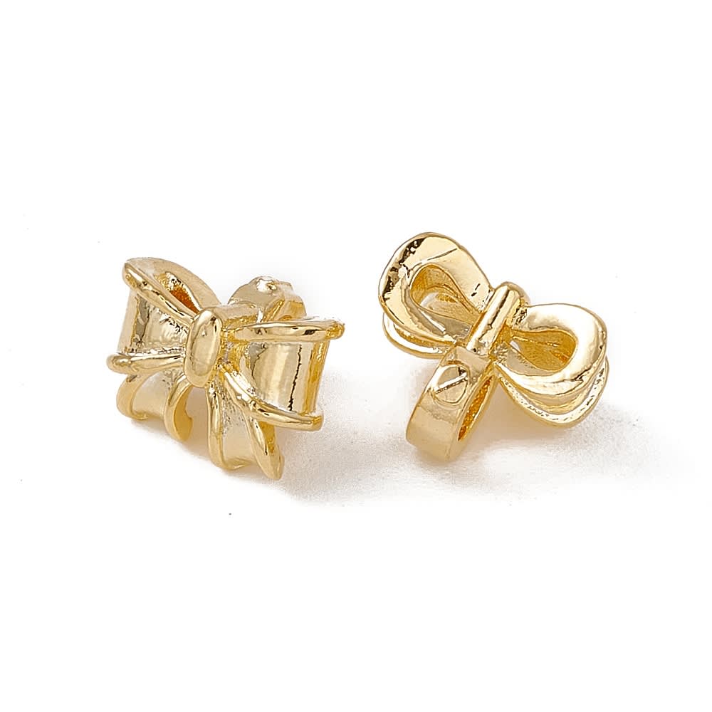 Dije pasador lazo coquette 10 mm baño oro / unidad4