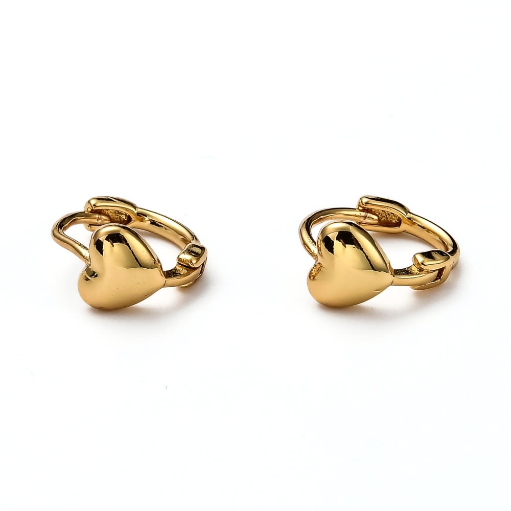 Aros argollas huggie corazón mujer niñas baño de oro / par2