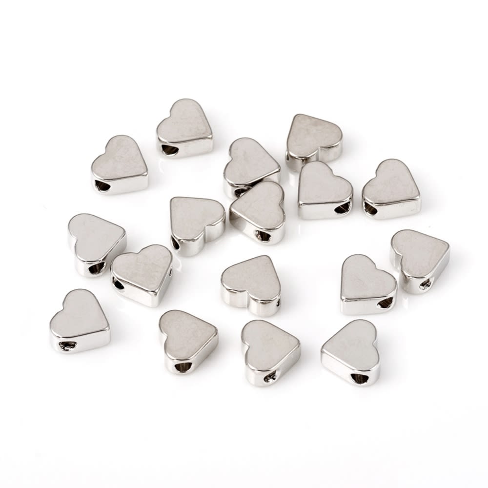Dije pasador corazón 6.5 mm baño de platino / unidad3